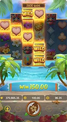 Hawaiian Tiki · Pemeriksaan saldo, penyesuaian taruhan, dan status tombol putar.